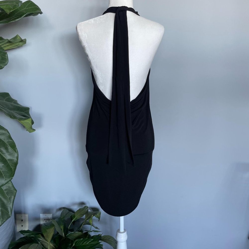 Alice & Olivia Black Halter Backless Dress, XS